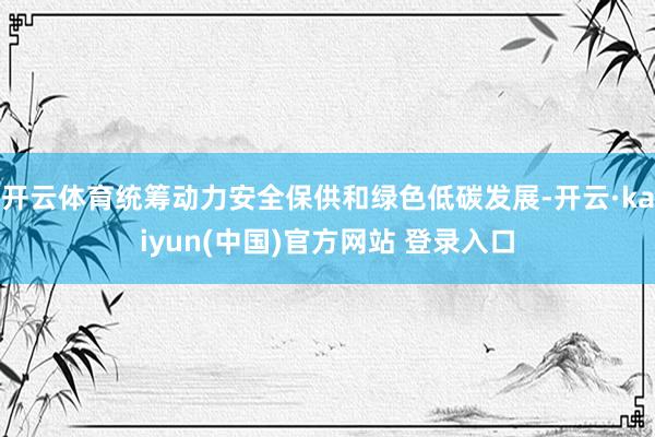 开云体育统筹动力安全保供和绿色低碳发展-开云·kaiyun(中国)官方网站 登录入口
