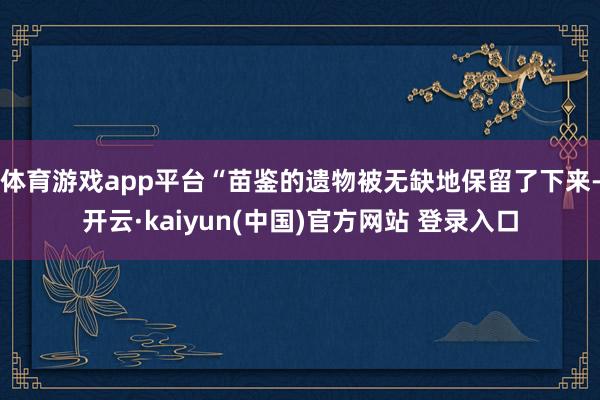 体育游戏app平台“苗鉴的遗物被无缺地保留了下来-开云·kaiyun(中国)官方网站 登录入口