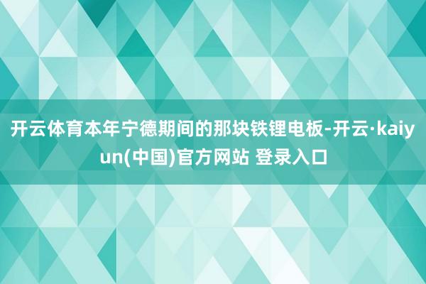 开云体育本年宁德期间的那块铁锂电板-开云·kaiyun(中国)官方网站 登录入口