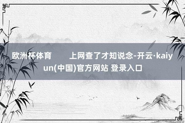 欧洲杯体育        上网查了才知说念-开云·kaiyun(中国)官方网站 登录入口