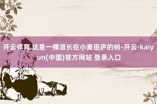 开云体育 这是一棵滋长在小麦田庐的树-开云·kaiyun(中国)官方网站 登录入口