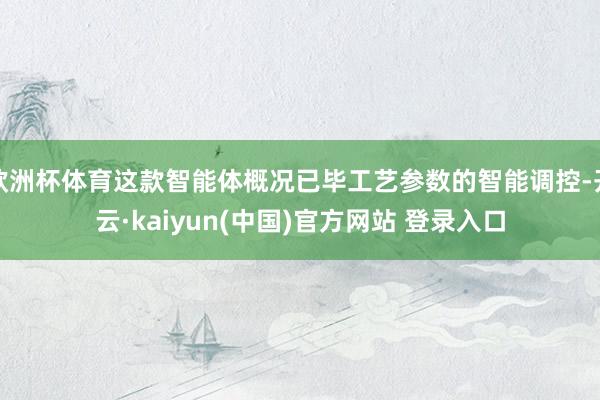 欧洲杯体育这款智能体概况已毕工艺参数的智能调控-开云·kaiyun(中国)官方网站 登录入口