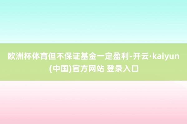 欧洲杯体育但不保证基金一定盈利-开云·kaiyun(中国)官方网站 登录入口