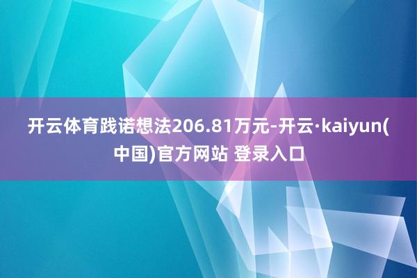 开云体育践诺想法206.81万元-开云·kaiyun(中国)官方网站 登录入口
