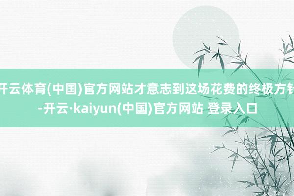 开云体育(中国)官方网站才意志到这场花费的终极方针-开云·kaiyun(中国)官方网站 登录入口