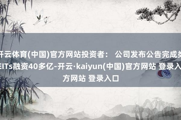 开云体育(中国)官方网站投资者： 公司发布公告完成类REITs融资40多亿-开云·kaiyun(中国)官方网站 登录入口