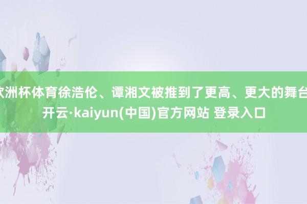 欧洲杯体育徐浩伦、谭湘文被推到了更高、更大的舞台-开云·kaiyun(中国)官方网站 登录入口
